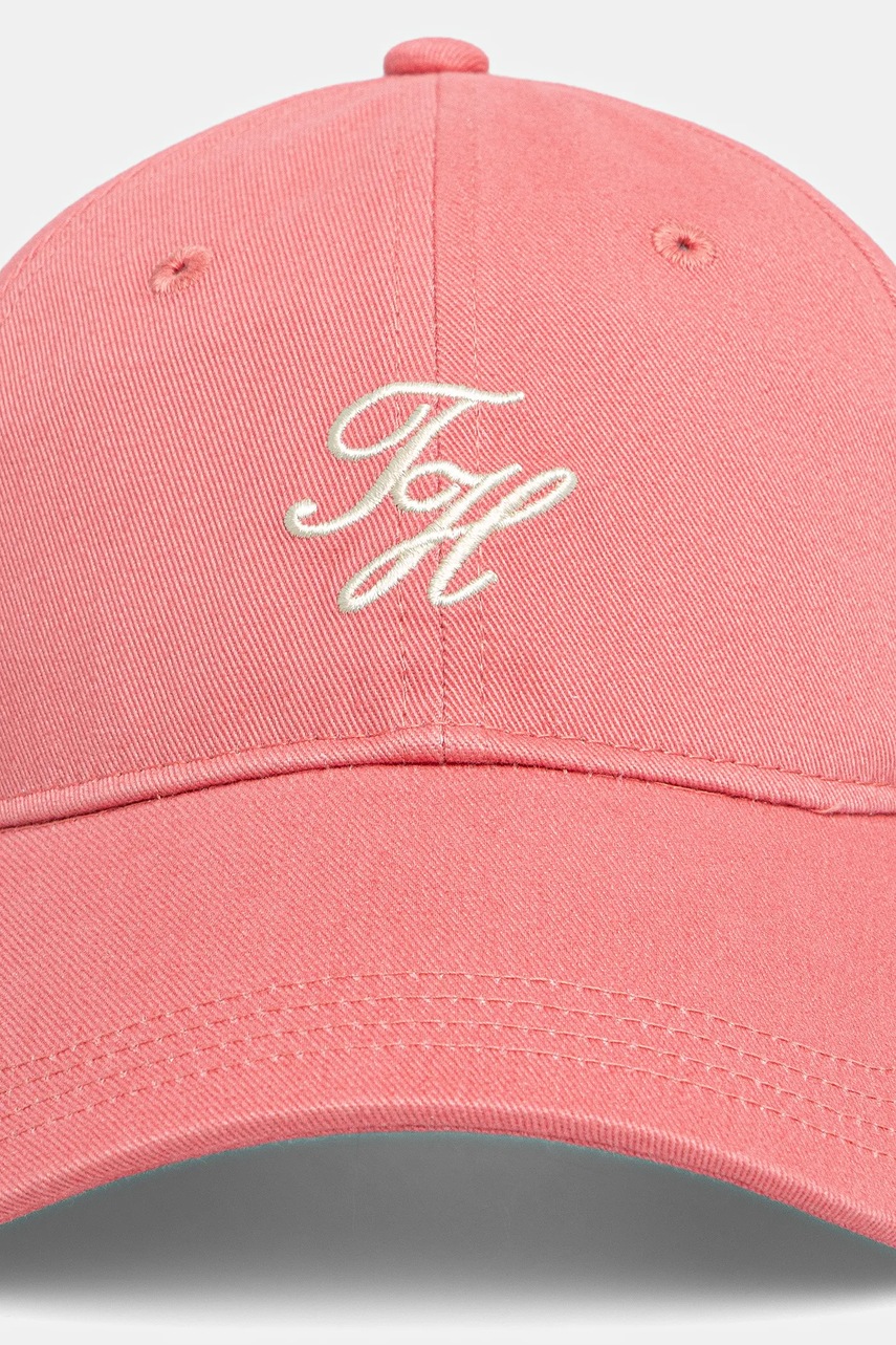Хлопковая кепка Tommy Hilfiger цвет розовый с аппликацией AW0AW17489