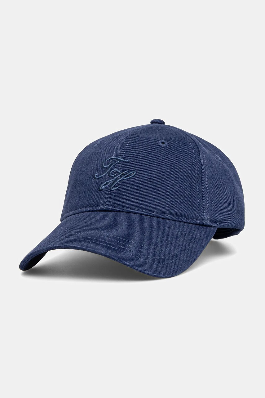 Levně Bavlněná baseballová čepice Tommy Hilfiger tmavomodrá barva, s aplikací, AW0AW17489
