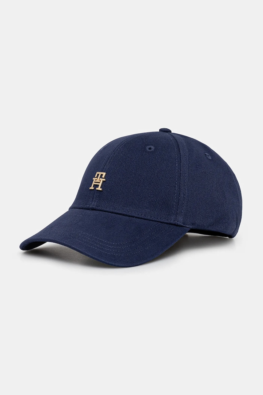 Levně Bavlněná baseballová čepice Tommy Hilfiger tmavomodrá barva, s aplikací, AW0AW17631