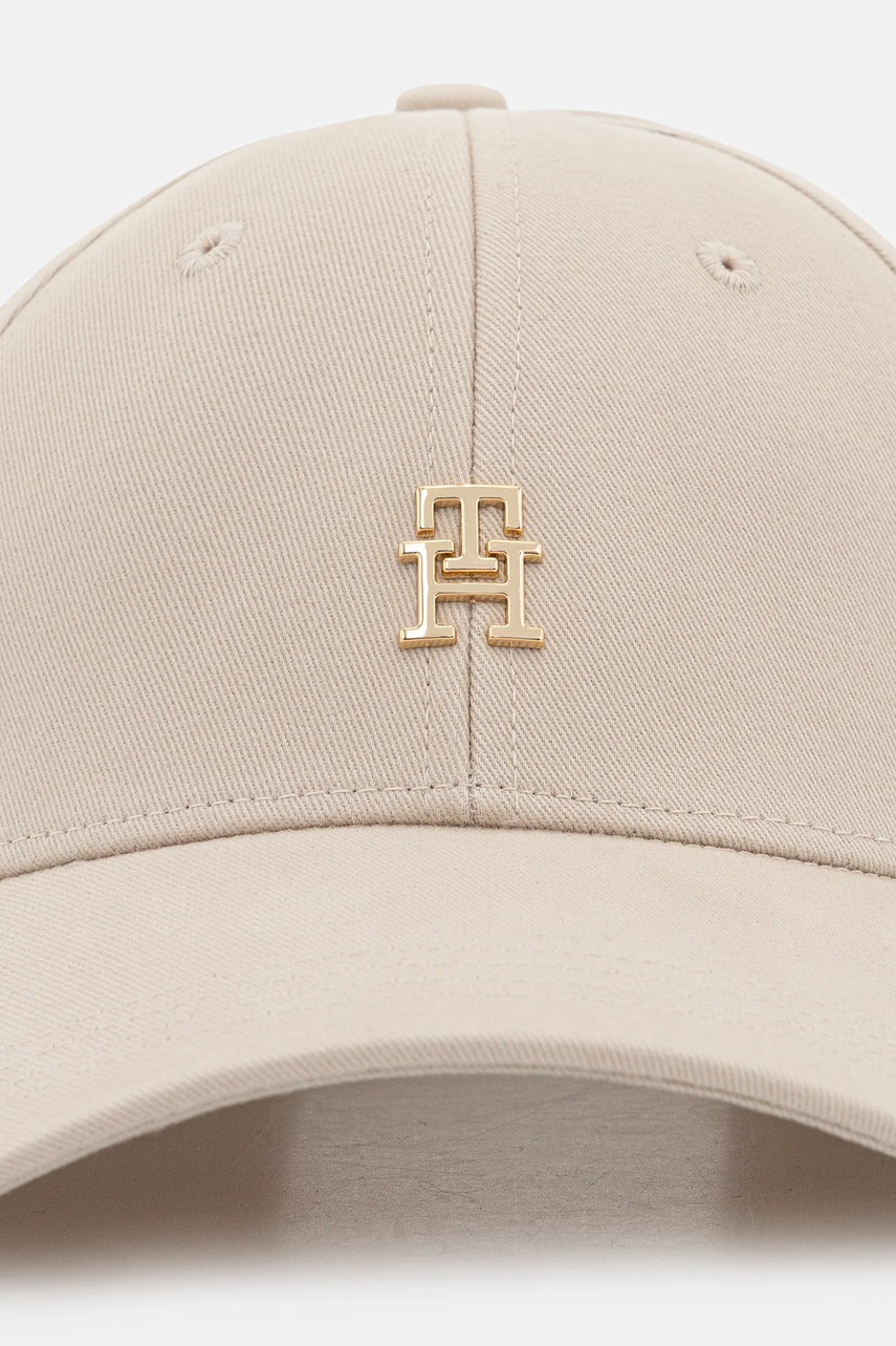 Хлопковая кепка Tommy Hilfiger цвет бежевый с аппликацией AW0AW17631