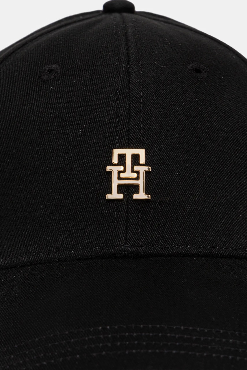 Хлопковая кепка Tommy Hilfiger цвет чёрный с аппликацией AW0AW17631