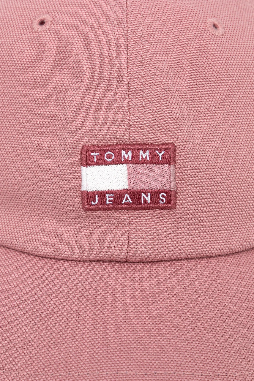 Хлопковая кепка Tommy Jeans цвет розовый AW0AW17580 Хлопковая кепка Tommy Jeans цвет розовый AW0AW17580