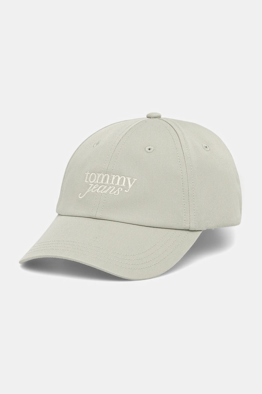 Tommy Jeans șapcă de baseball din bumbac culoarea verde, AW0AW17815
