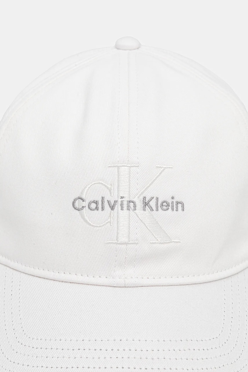 Хлопковая кепка Calvin Klein цвет белый с аппликацией LV04K5026G