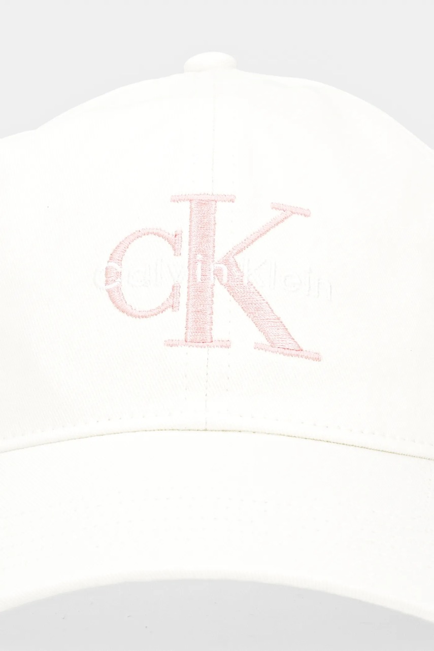 Хлопковая кепка Calvin Klein цвет бежевый с аппликацией LV04K5026G