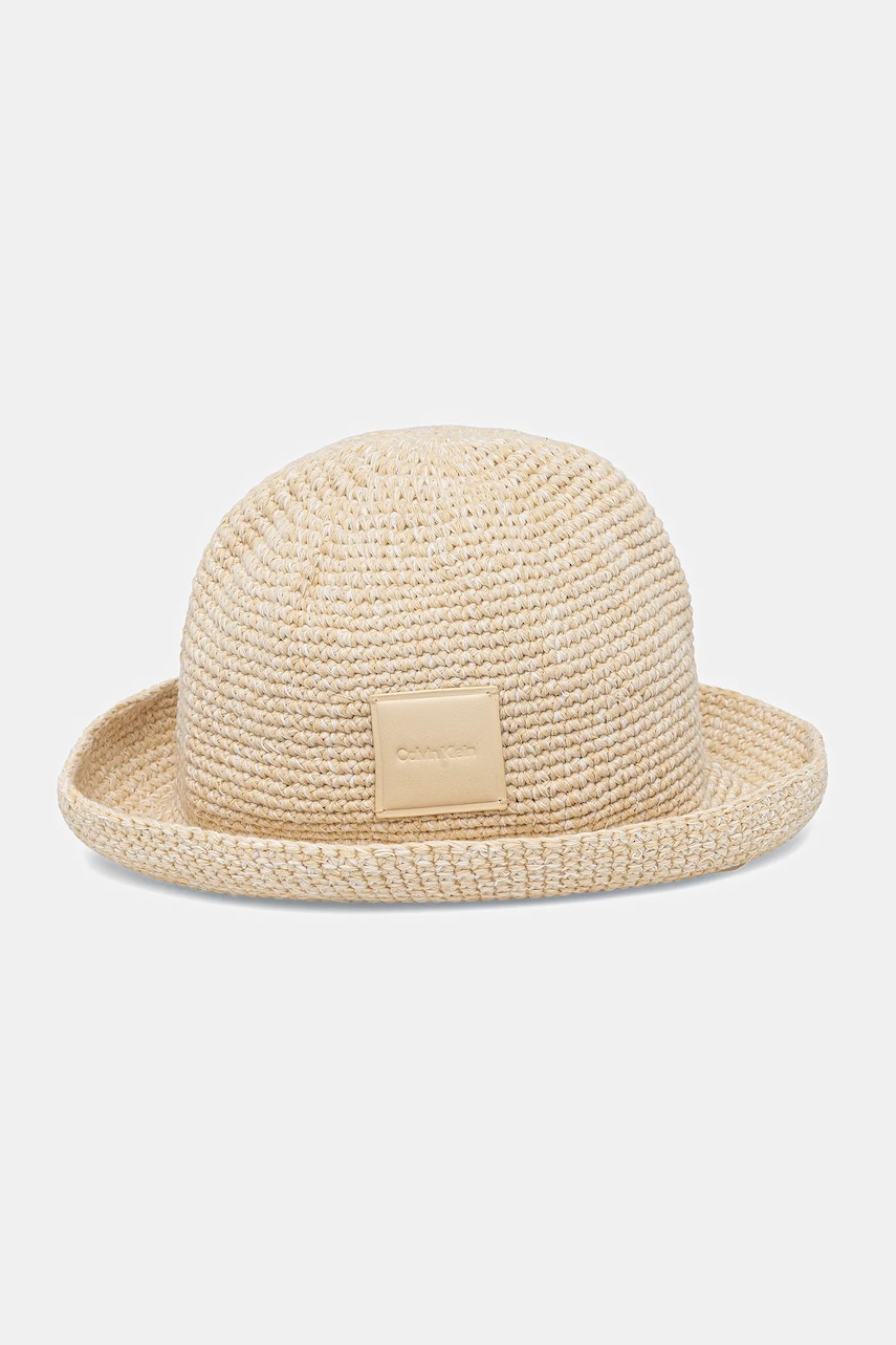 Levně Bavlněný klobouk Calvin Klein béžová barva, LV04K5064G
