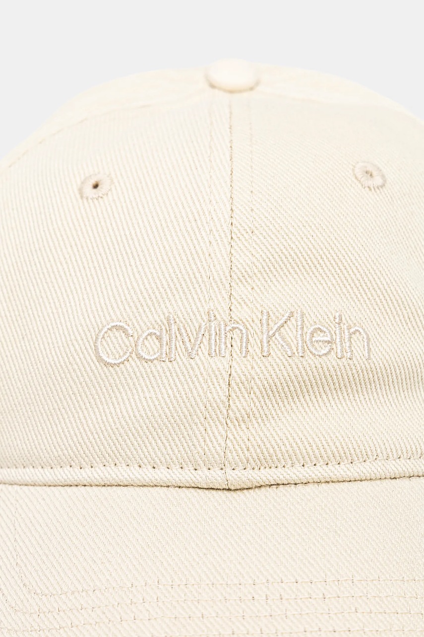 Хлопковая кепка Calvin Klein цвет бежевый с аппликацией LV04K5065G