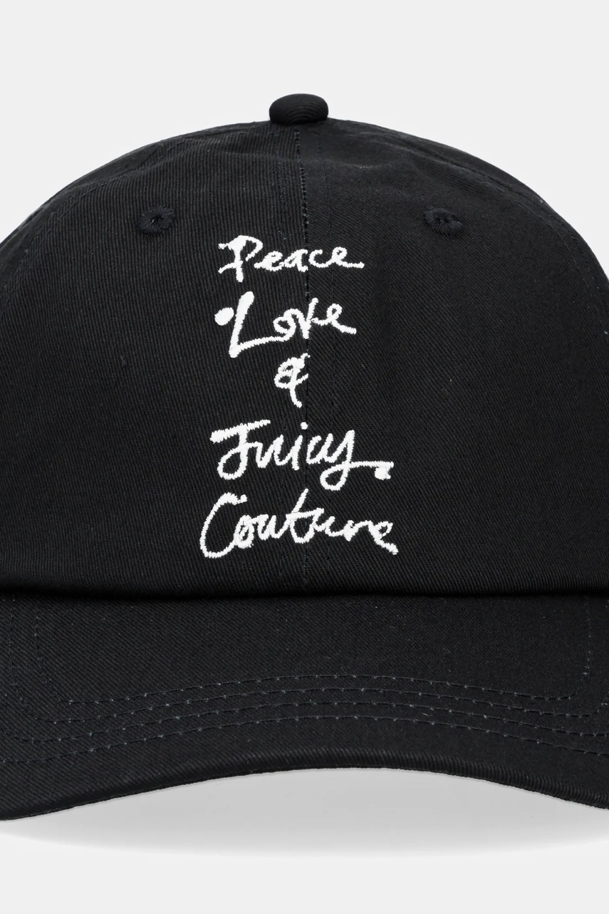 Хлопковая кепка Juicy Couture PEACE LOVE AND JUICY CAP цвет чёрный с аппликацией JCAWH225703
