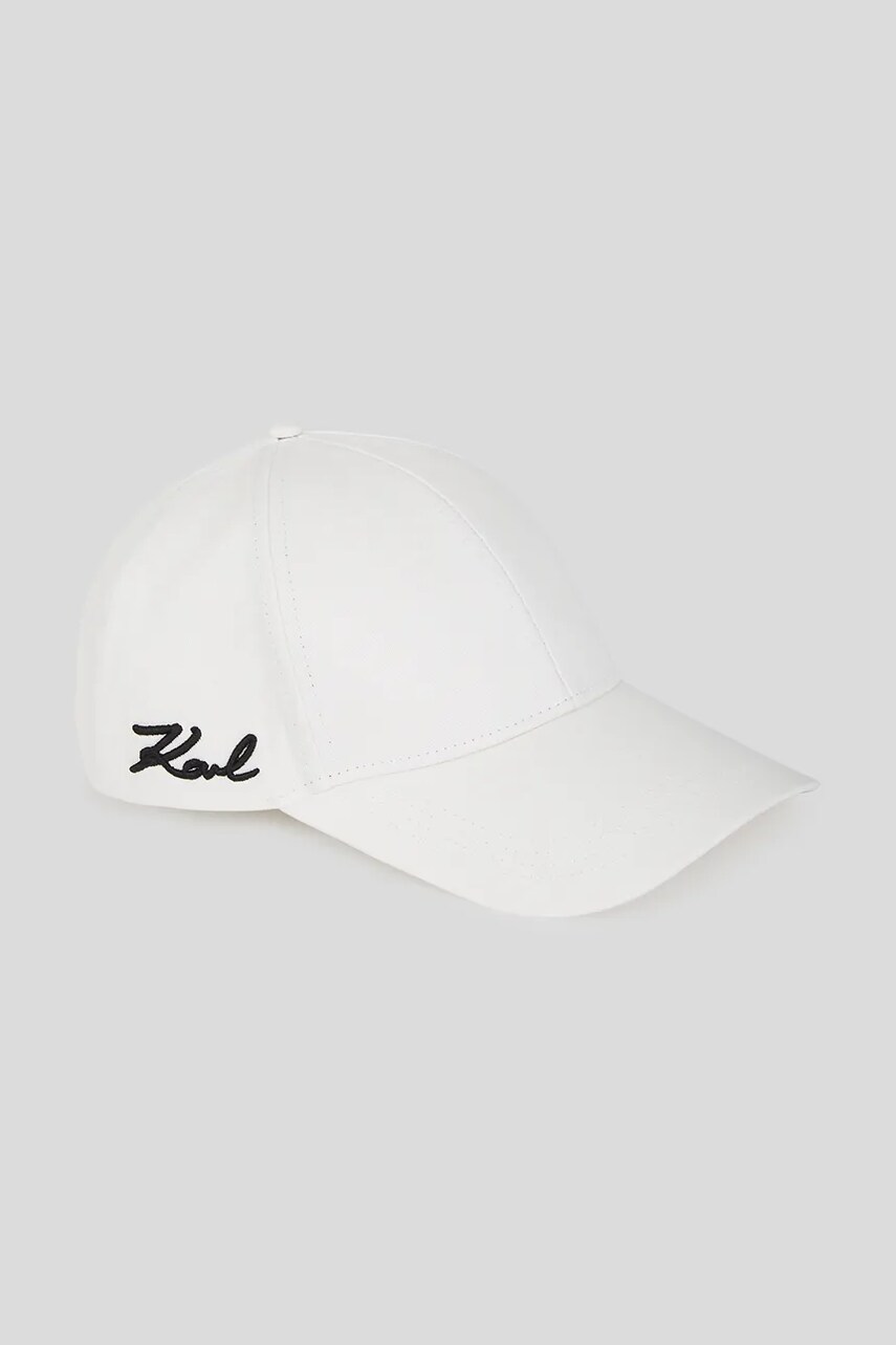 Karl Lagerfeld șapcă de baseball din bumbac culoarea alb, uni, A3W33018