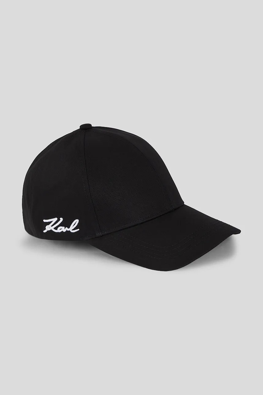 Karl Lagerfeld sapca de baseball din bumbac culoarea negru, uni, A3W33018