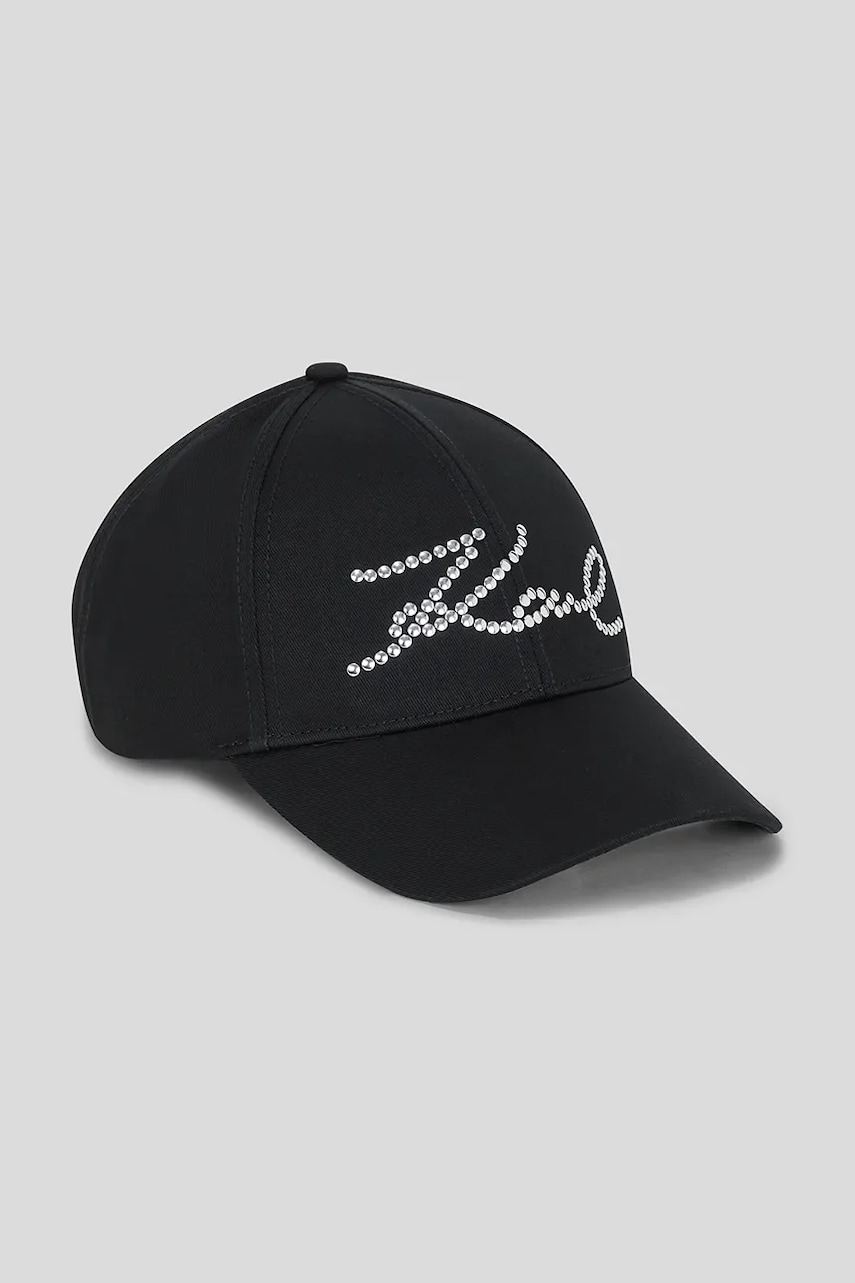 Karl Lagerfeld șapcă de baseball din bumbac culoarea negru, cu imprimeu, A3W33019
