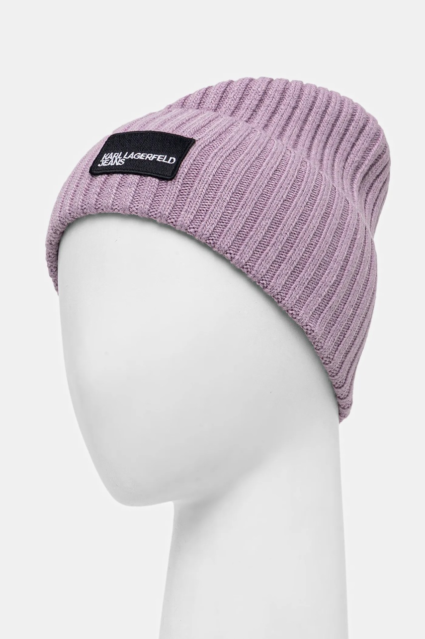 Шапка с шерстью Karl Lagerfeld Jeans цвет фиолетовый  A3W33111