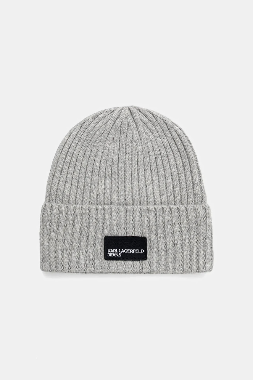 Karl Lagerfeld Jeans căciulă de lână culoarea gri, A3W33111