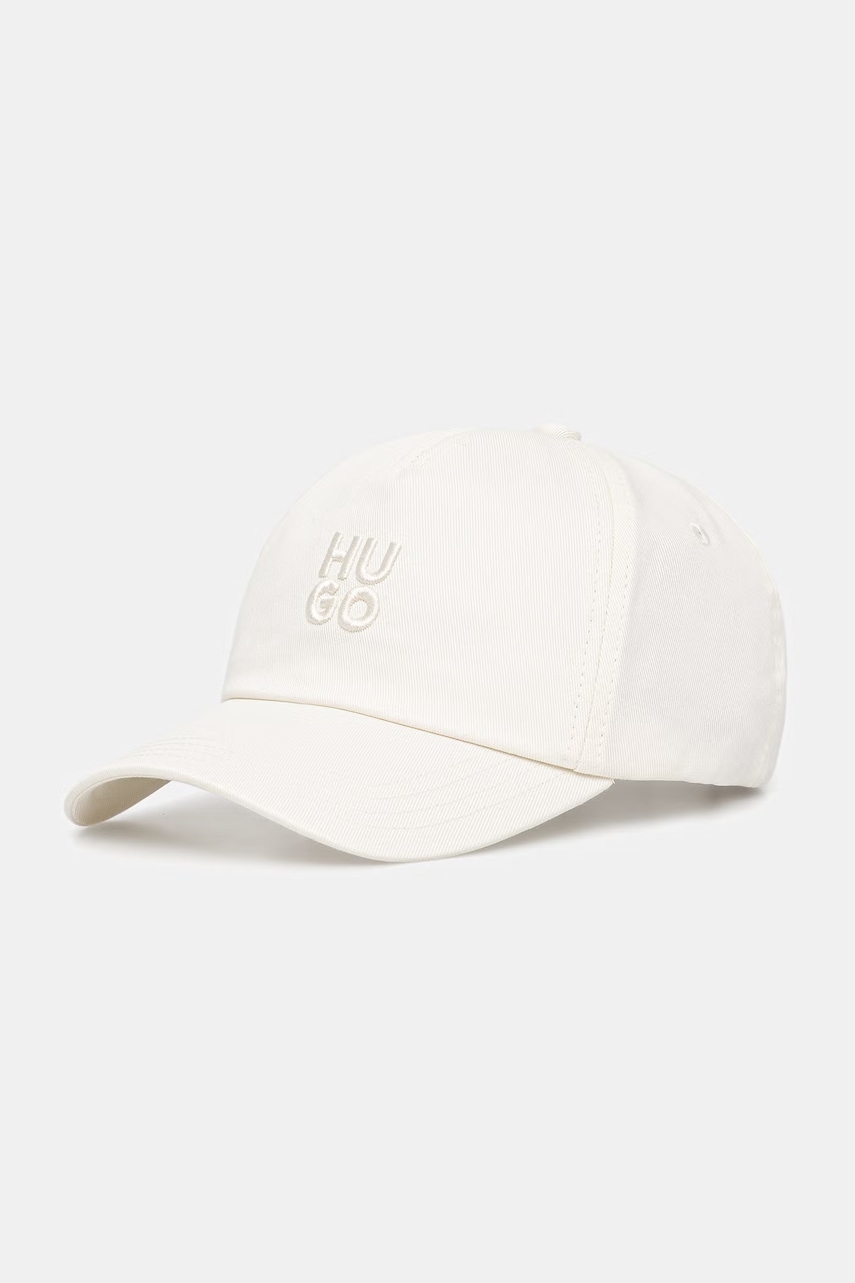 HUGO καπέλο με γείσο γυναικείο βαμβακερό Asya 50546581 λευκό ONE SIZE