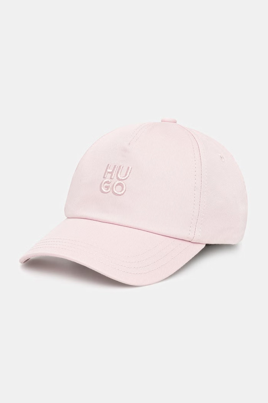 HUGO καπέλο με γείσο γυναικείο βαμβακερό Asya 50546581 ροζ ONE SIZE