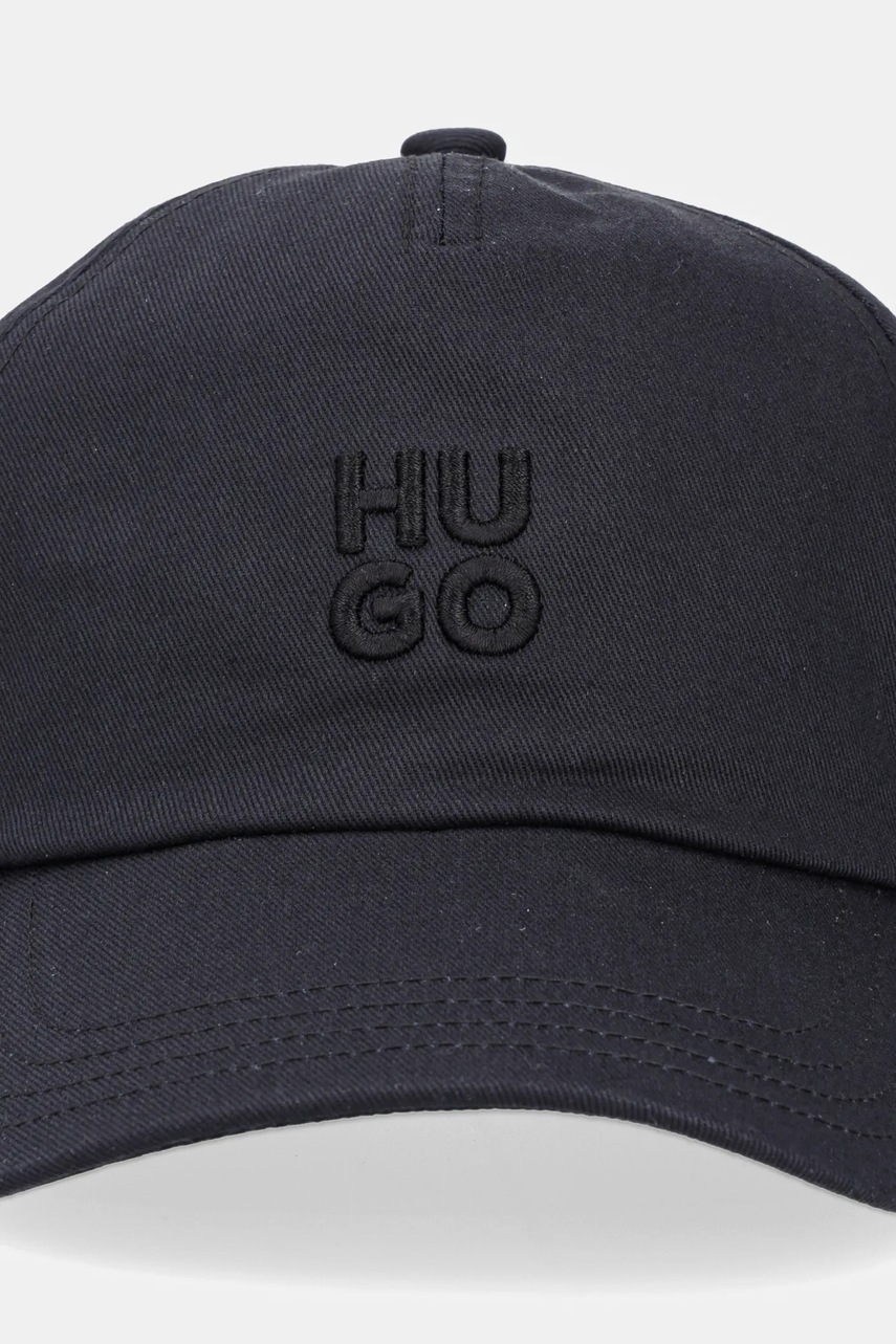 Хлопковая кепка HUGO цвет чёрный с аппликацией 50546581