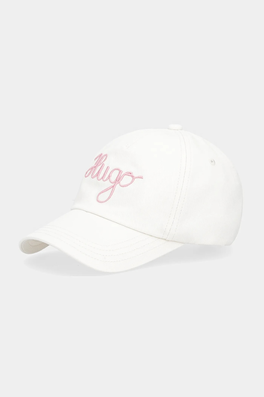 HUGO șapcă de baseball din bumbac culoarea alb, cu imprimeu, 50546591 - 0 | YEO