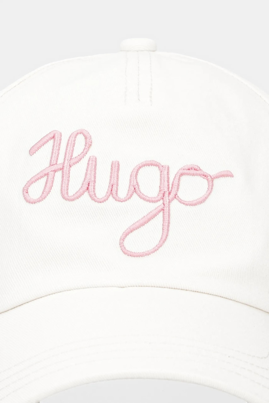 Хлопковая кепка HUGO цвет белый с аппликацией 50546591