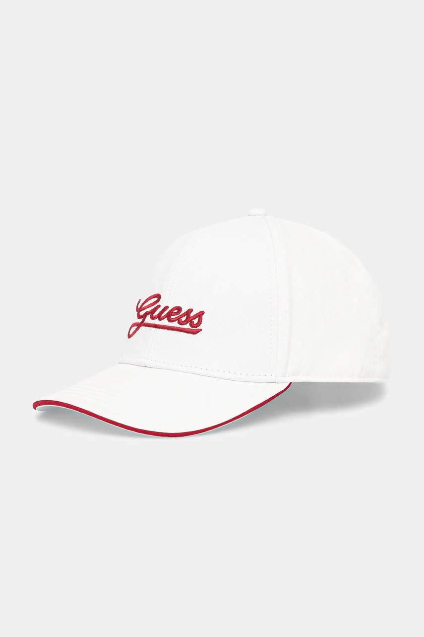 Levně Bavlněná baseballová čepice Guess bílá barva, AW5362 COT01