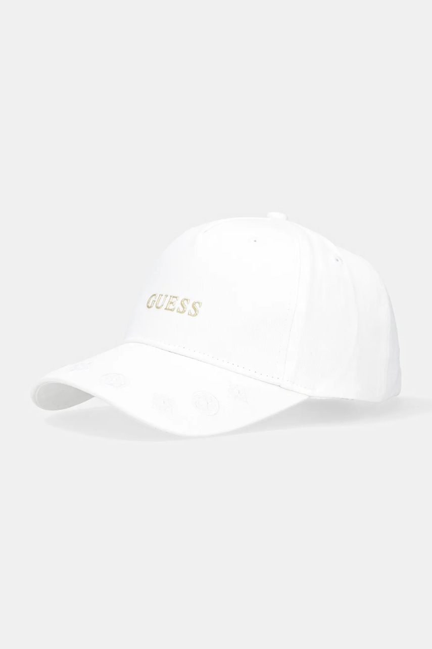Levně Bavlněná baseballová čepice Guess PEONY bílá barva, V5YZ01 WFKN0