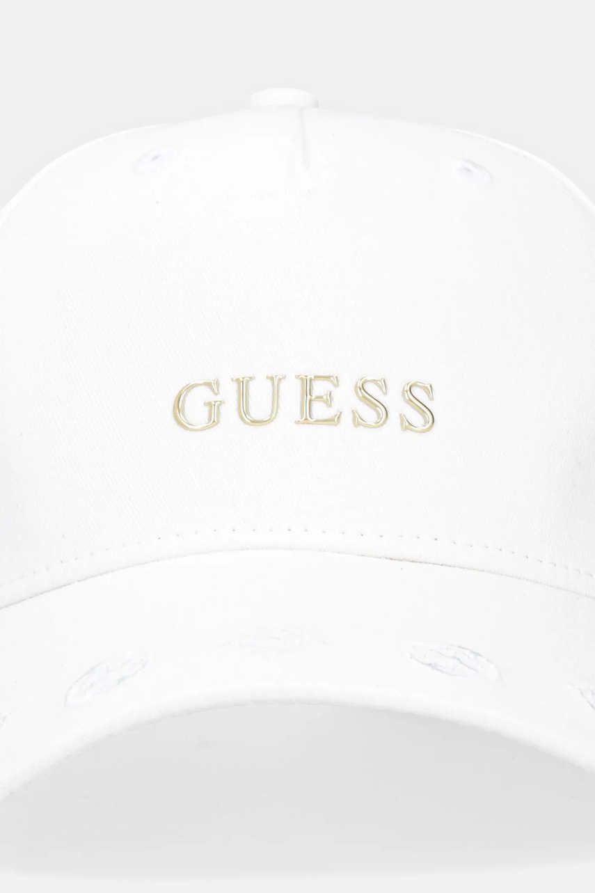 Хлопковая кепка Guess PEONY цвет белый V5YZ01 WFKN0