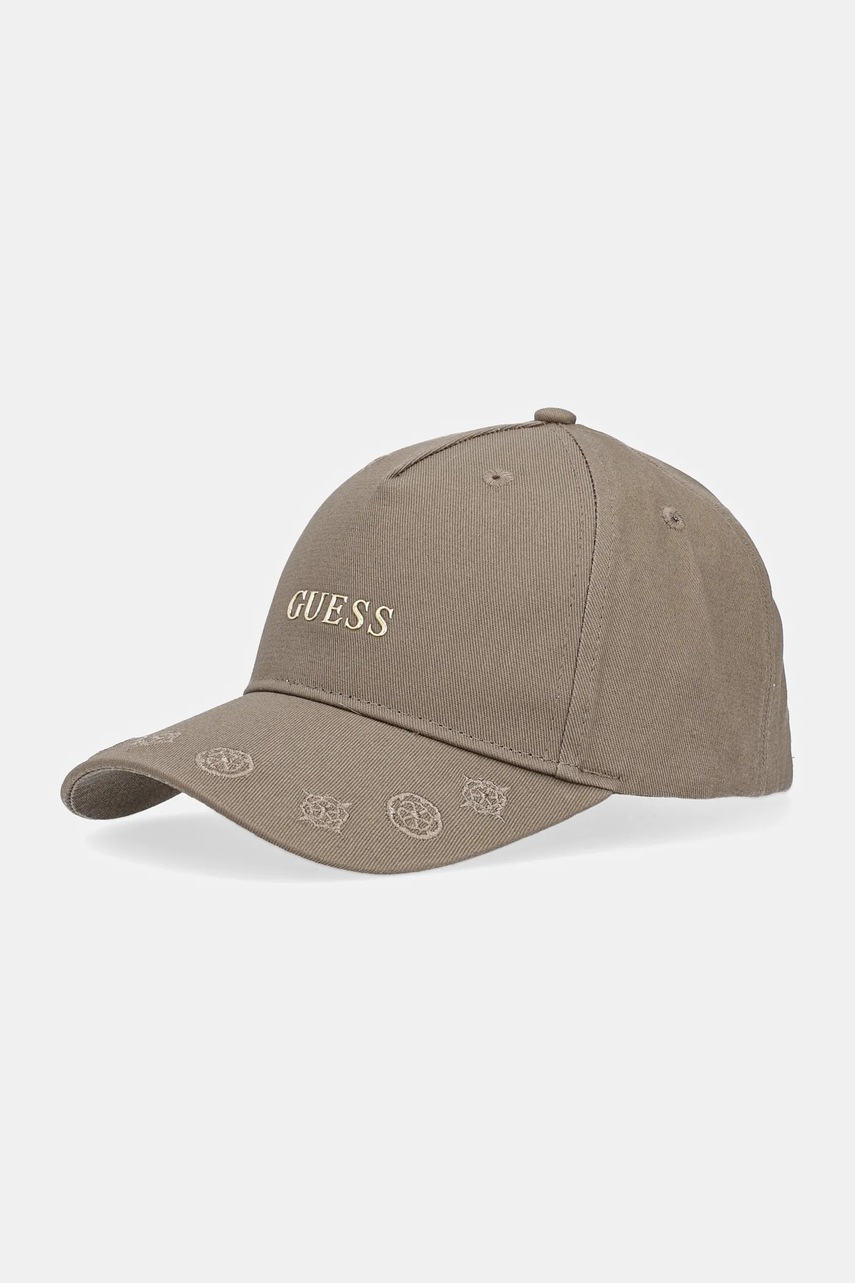 Levně Bavlněná baseballová čepice Guess PEONY zelená barva, V5YZ01 WFKN0