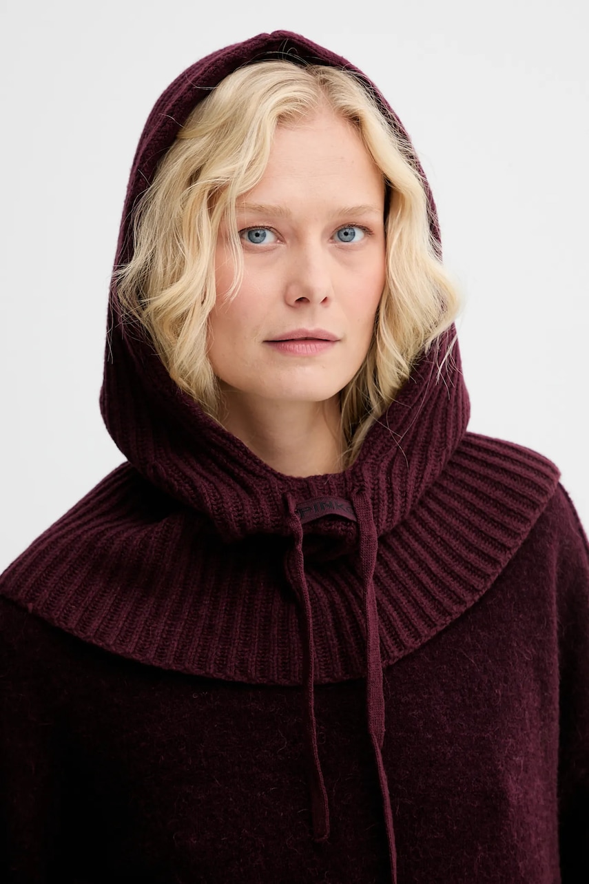 Vlněná kukla Pinko vínová barva, 104494 A2Z1