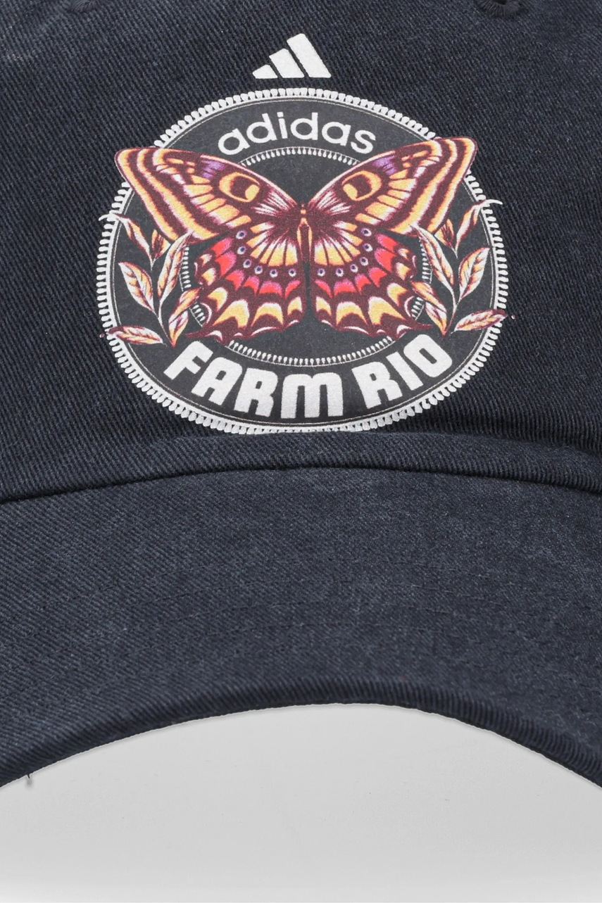 Хлопковая кепка adidas x Farm Rio цвет чёрный с принтом JN2681
