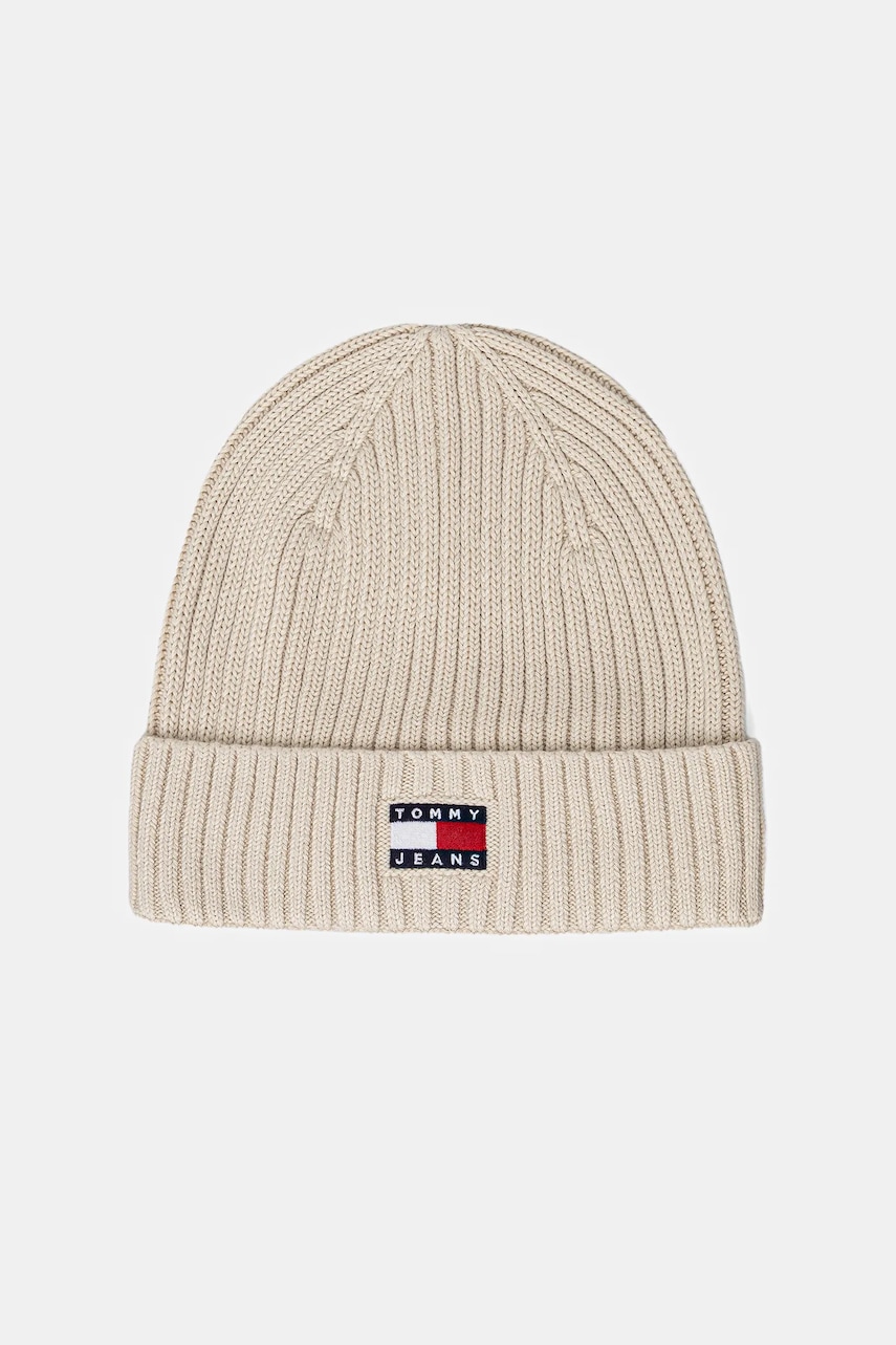 Tommy Jeans căciulă din bumbac culoarea bej, AW0AW17899