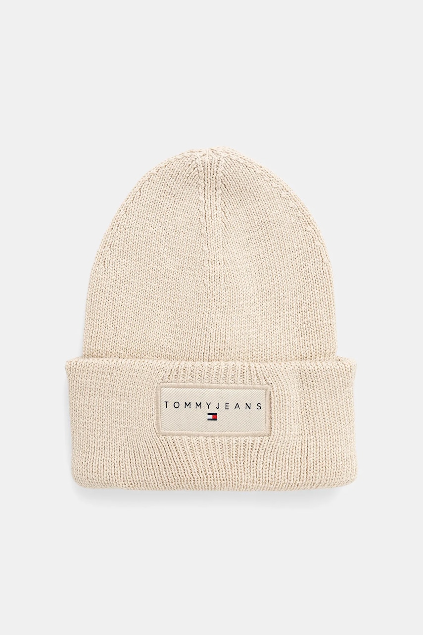 Tommy Jeans căciulă din bumbac culoarea bej, AW0AW17913