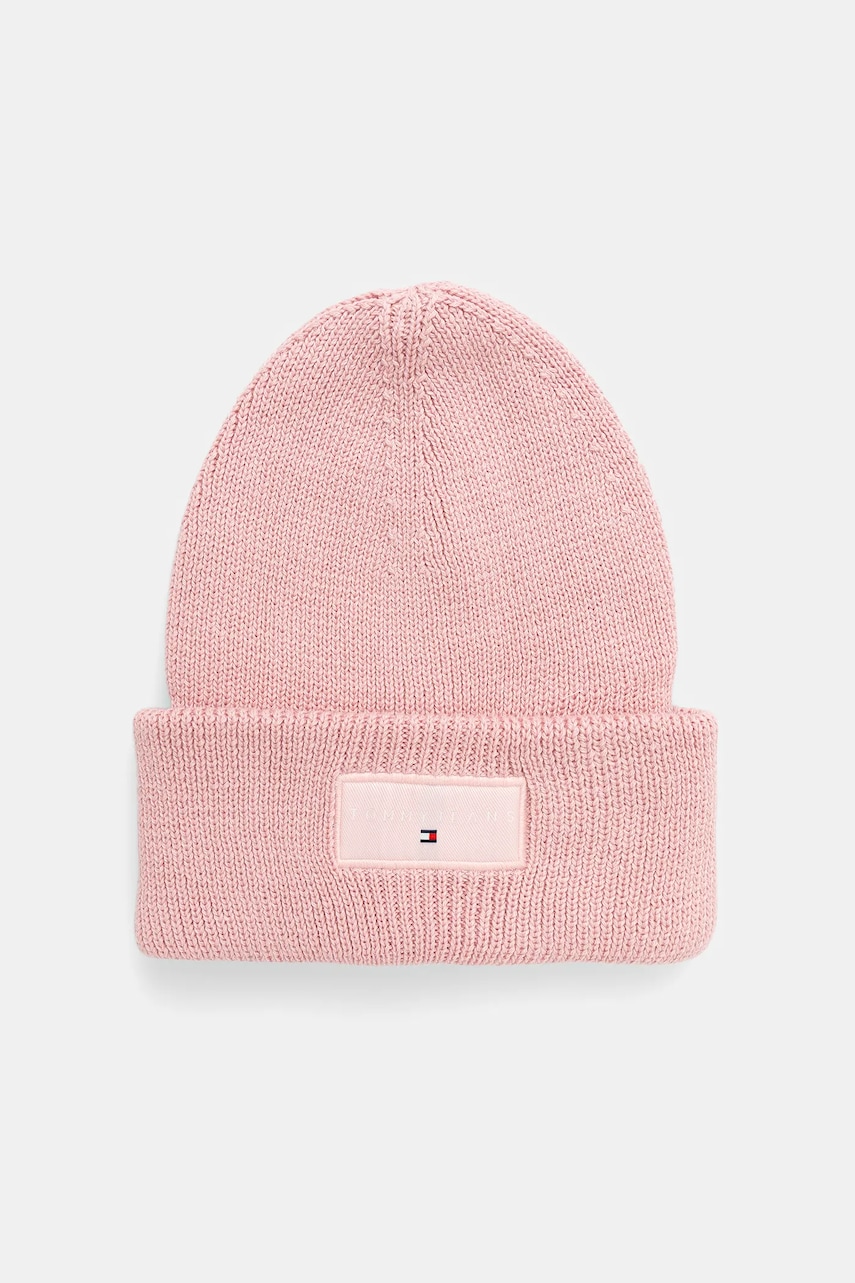 Tommy Jeans căciulă din bumbac culoarea roz, AW0AW17913