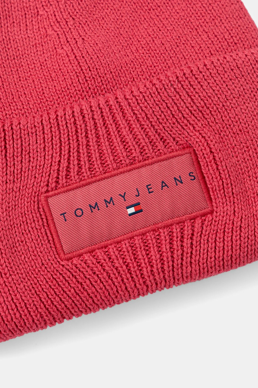 Хлопковая шапка Tommy Jeans цвет розовый AW0AW17913 Хлопковая шапка Tommy Jeans цвет розовый AW0AW17913
