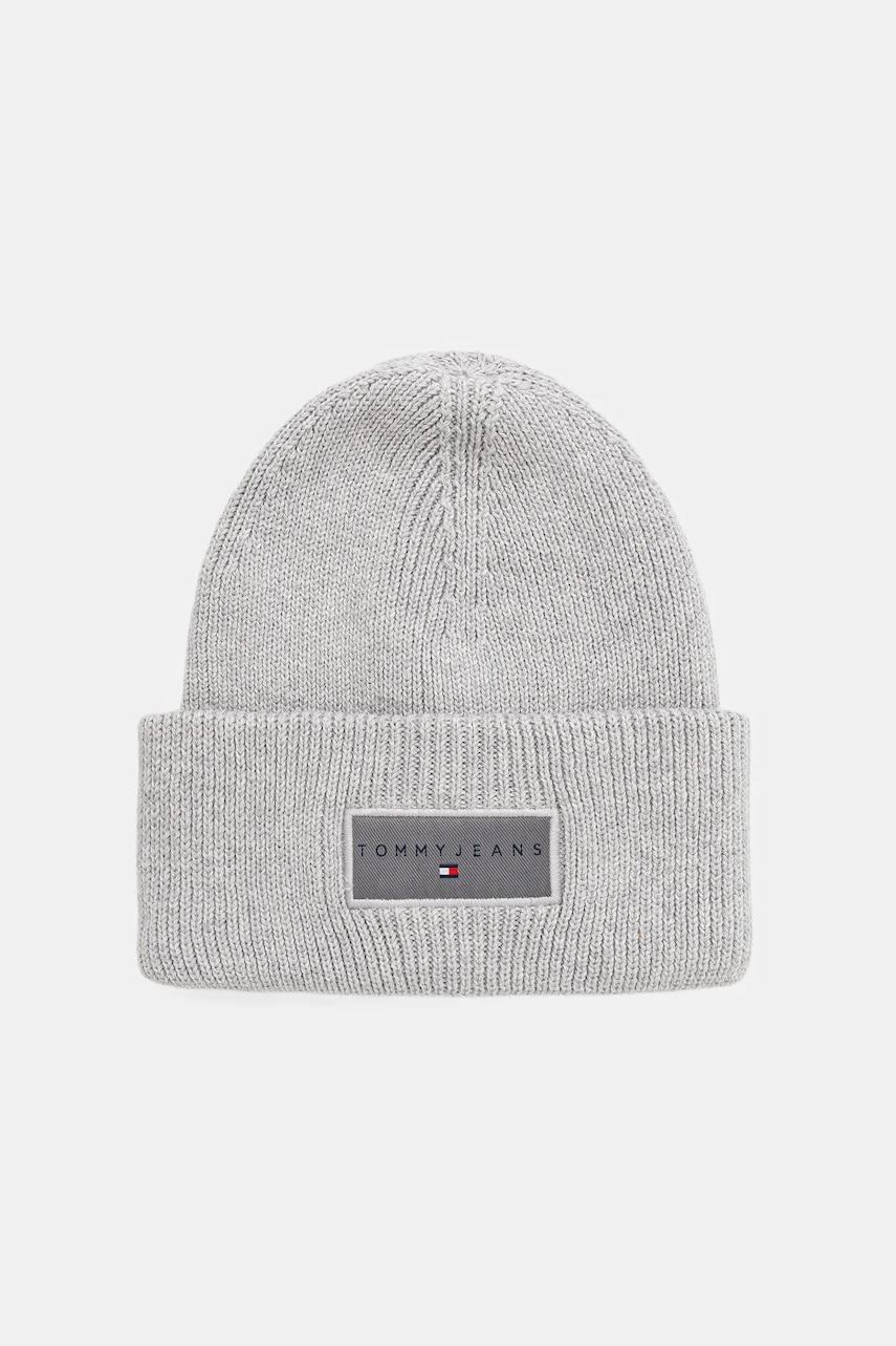 Tommy Jeans căciulă din bumbac culoarea gri, AW0AW17913