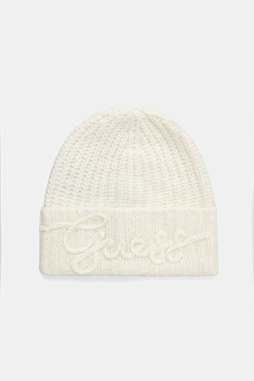 Levně Čepice z vlněné směsi Guess LEXIE béžová barva, W5BZ18 Z3580