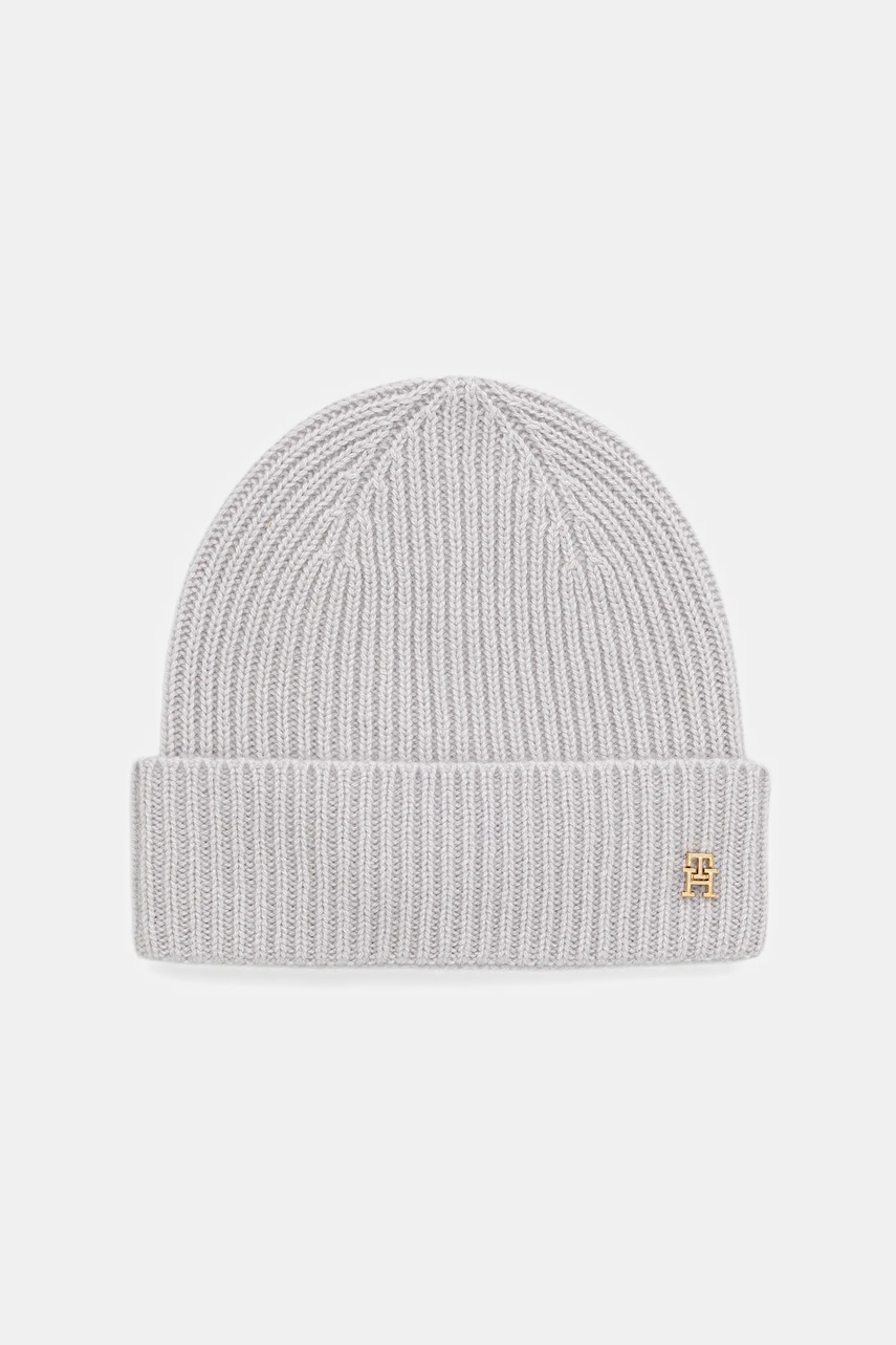 Levně Kašmírová čepice Tommy Hilfiger šedá barva, AW0AW17772
