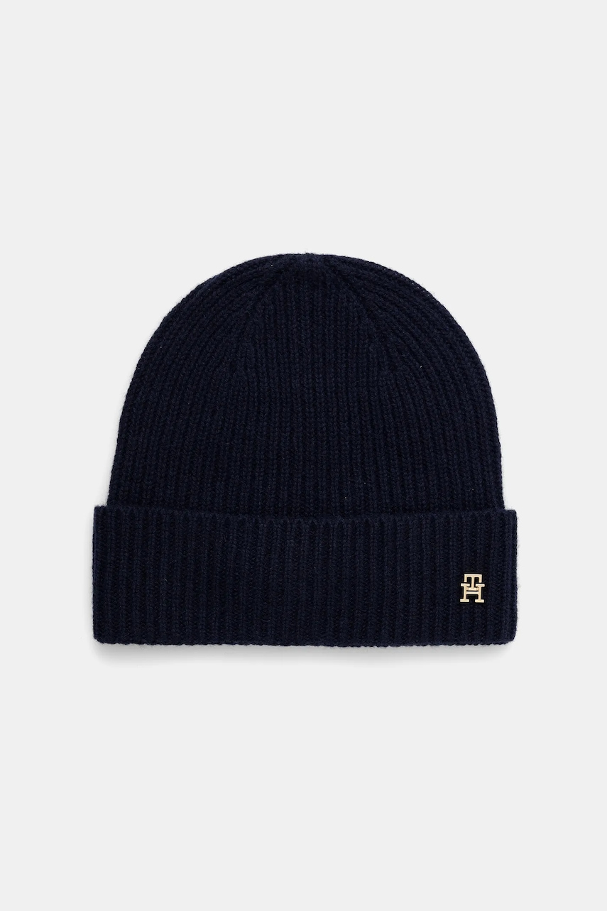 Levně Kašmírová čepice Tommy Hilfiger tmavomodrá barva, AW0AW17772