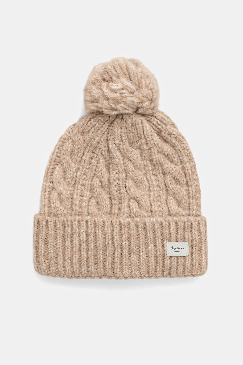 Pepe Jeans caciula din amestec de lana culoarea bej, PL0400004