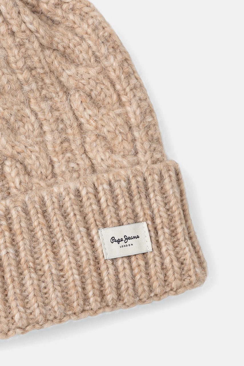Шапка с примесью шерсти Pepe Jeans цвет бежевый PL0400004 Шапка с примесью шерсти Pepe Jeans цвет бежевый PL0400004