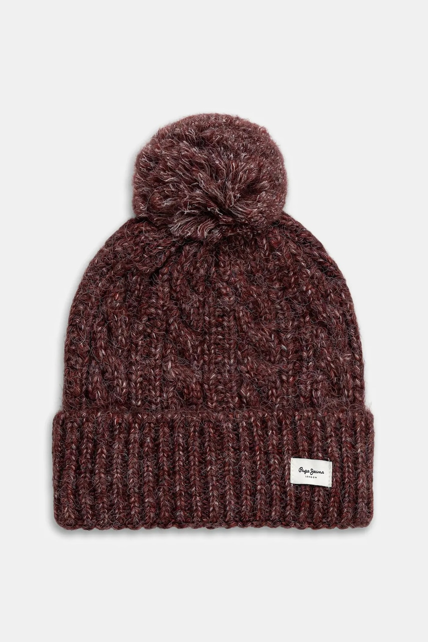 Pepe Jeans căciulă din amestec de lână culoarea bordo, PL0400004