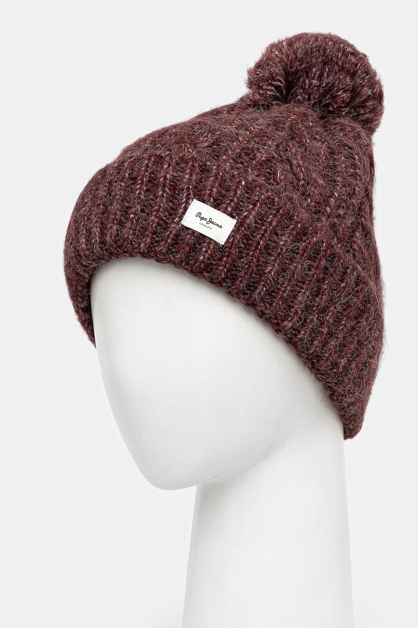 Шапка с примесью шерсти Pepe Jeans цвет бордовый PL0400004 Шапка с примесью шерсти Pepe Jeans цвет бордовый PL0400004