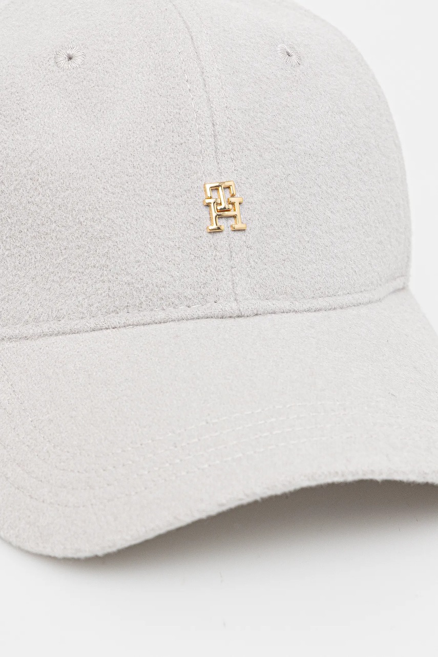 Шерстяная кепка Tommy Hilfiger цвет серый AW0AW17773