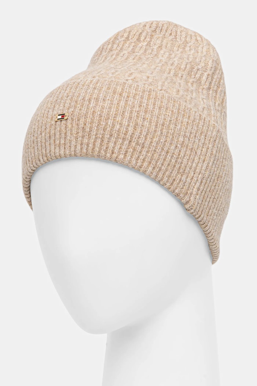 Шапка Tommy Hilfiger цвет бежевый  AW0AW17776