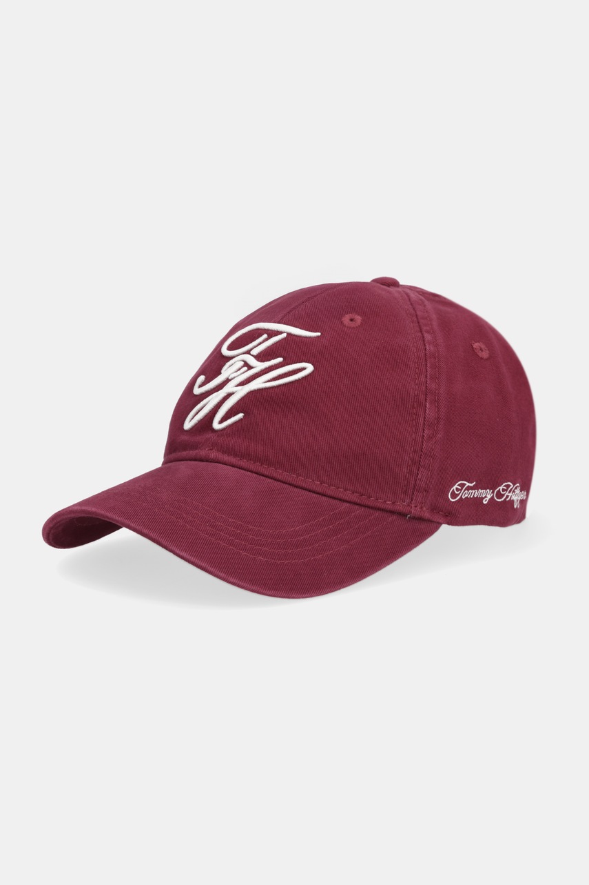 Levně Bavlněná baseballová čepice Tommy Hilfiger vínová barva, AW0AW17987