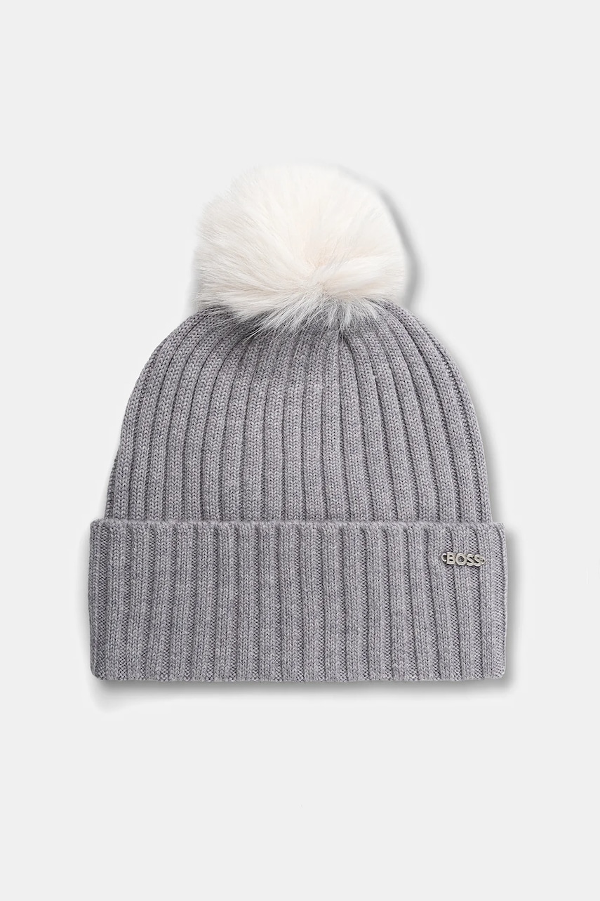BOSS căciulă de lână culoarea gri, 50545781