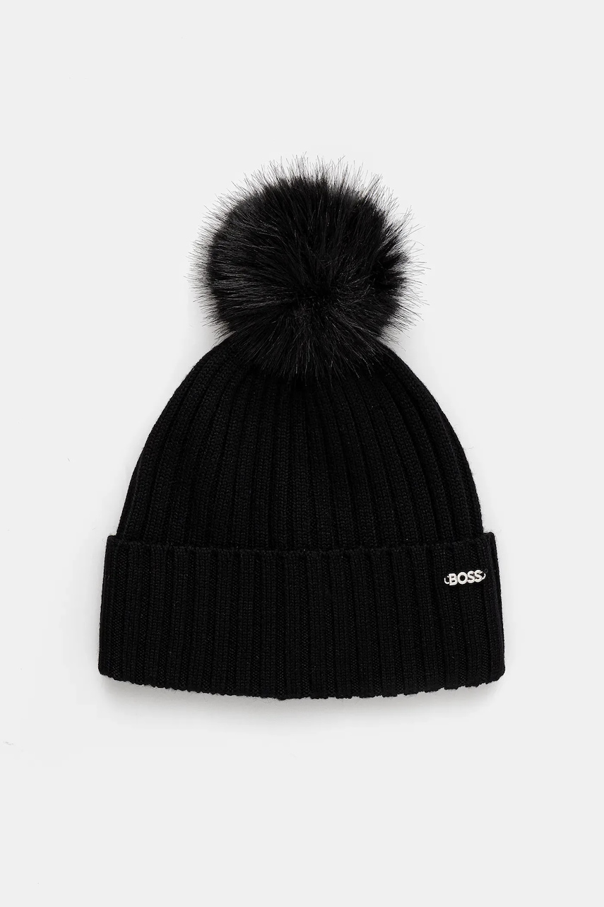 BOSS căciulă de lână culoarea negru, 50545781