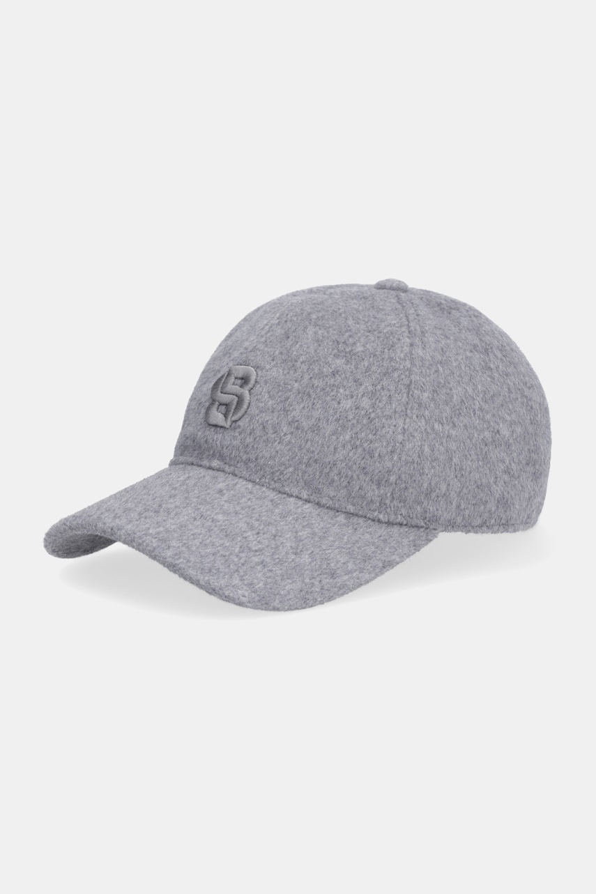 BOSS șapcă de baseball din amestec de lână culoarea gri, 50550607