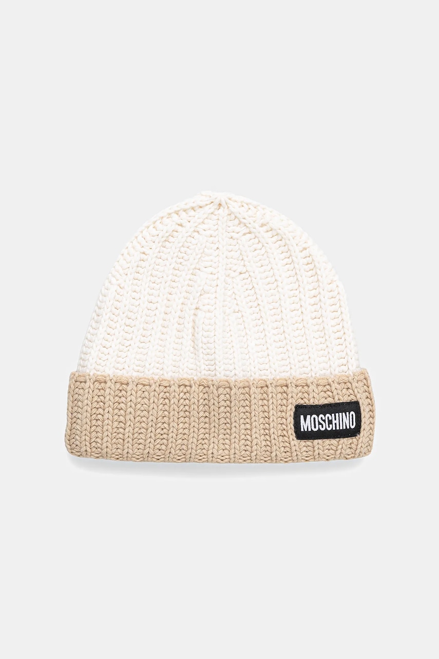 Levně Čepice s příměsí kašmíru Moschino béžová barva, M3341 65453