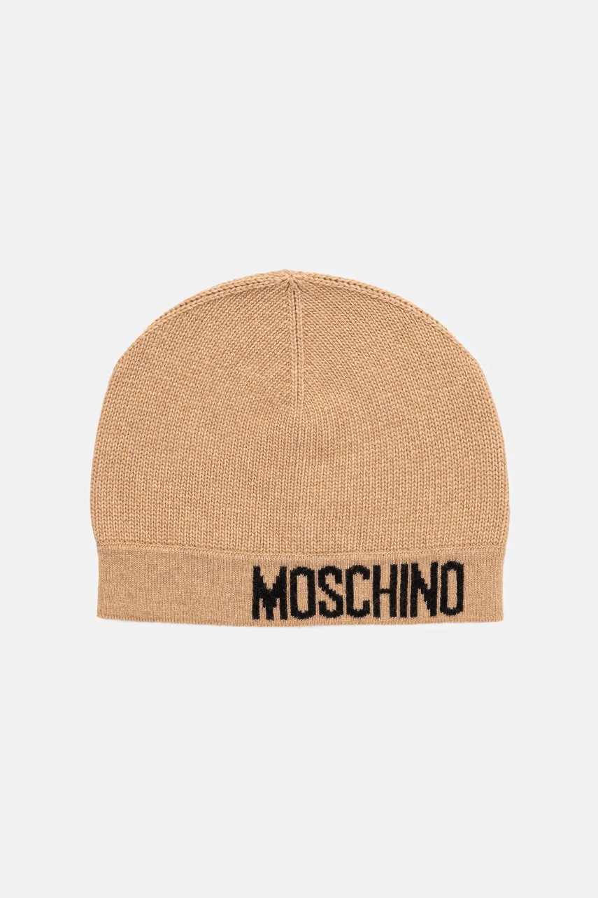 Levně Čepice s vlnou Moschino hnědá barva, M3344 65463