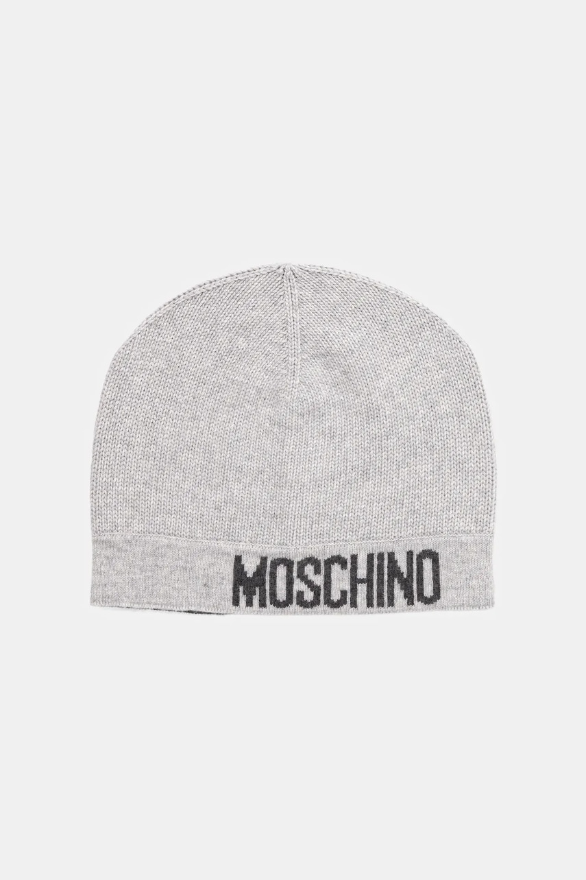 Levně Čepice s vlnou Moschino šedá barva, M3344 65463