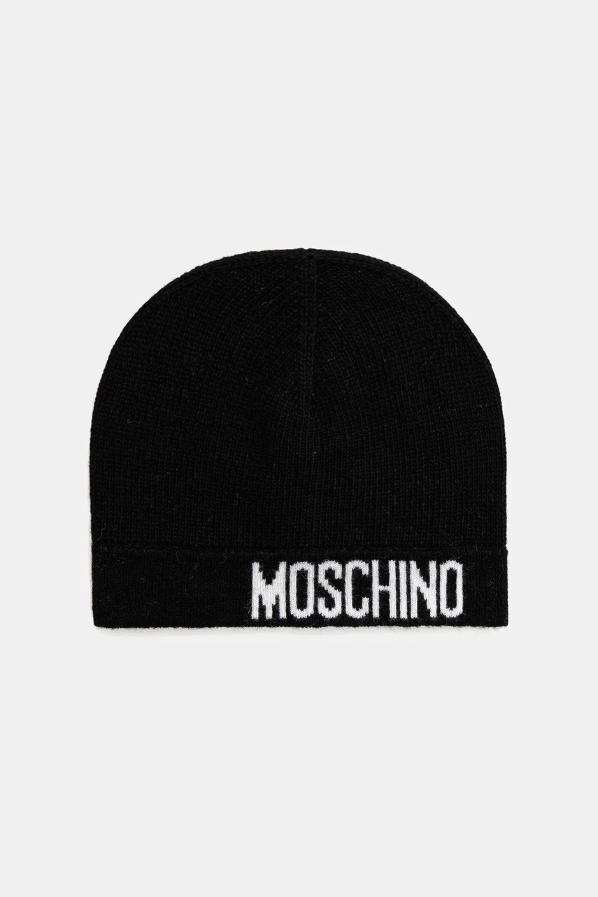 Levně Čepice s vlnou Moschino černá barva, M3344 65463
